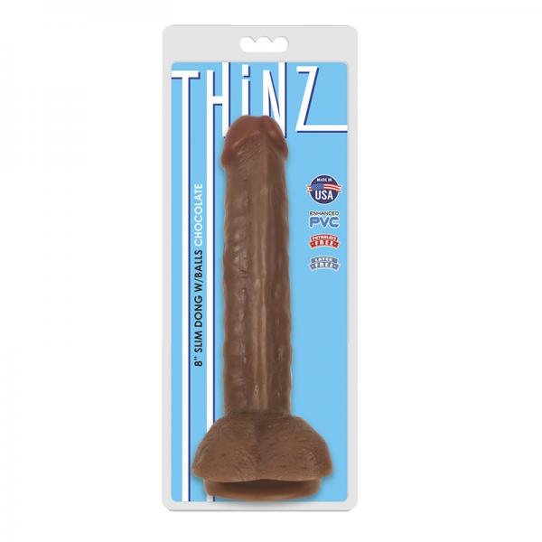 Thinz 8 inches Slim Dong with Balls Chocolate Brown - ACME Pleasure