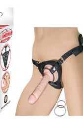 All American Whoppers 5 inches Straight Dong Beige & Universal Harness - ACME Pleasure