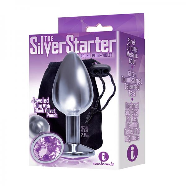 The 9's, The Silver Starter, Bejeweled Stainless Steel Plug, Violet - ACME Pleasure