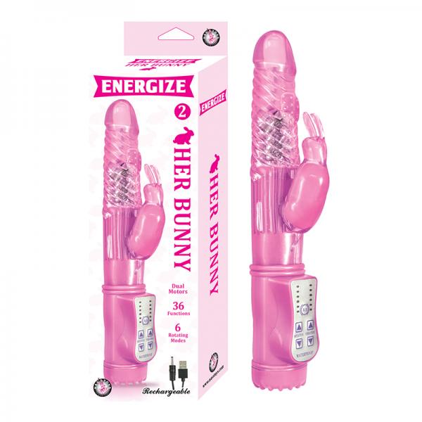 Energize Her Bunny 2 Rechargeable Dual Motors 36 Function 6 Rotation Modes Waterproof  Pink - ACME Pleasure