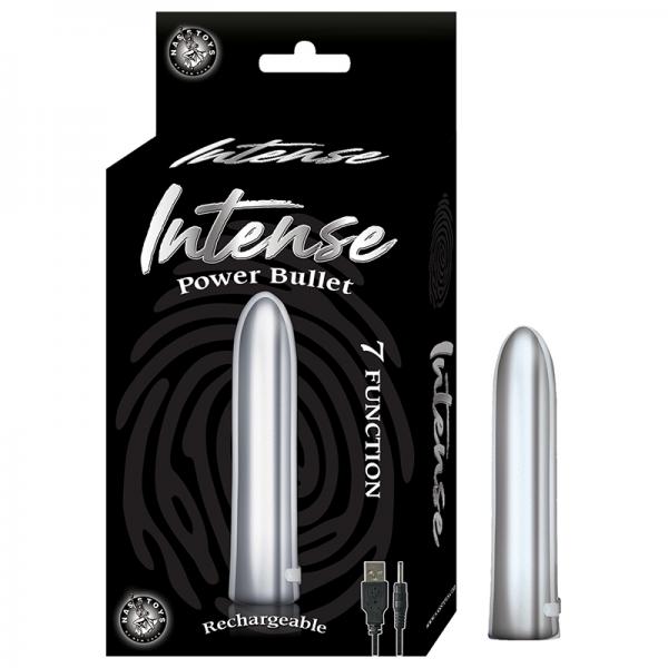 Intense Power Bullet Rechargeable 7 Function Usb Cord Included Waterproof Silver - ACME Pleasure