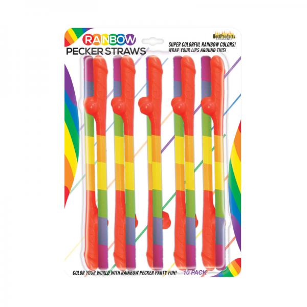 Rainbow Pecker Straws 10pk - ACME Pleasure