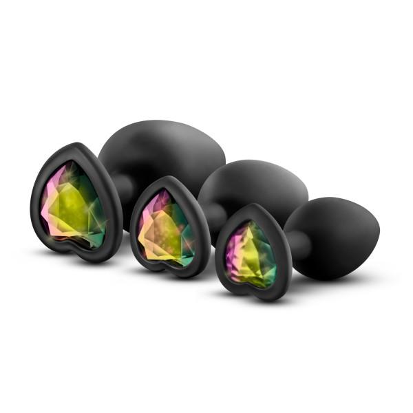 Bling Plugs Training Kit Black with Rainbow Gems - ACME Pleasure