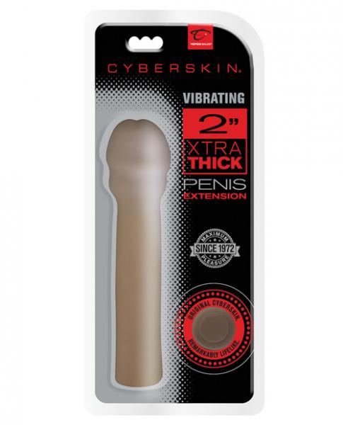 2 inches Cyberskin Xtra Thick Vibrating Transformer Penis Extension Brown - ACME Pleasure