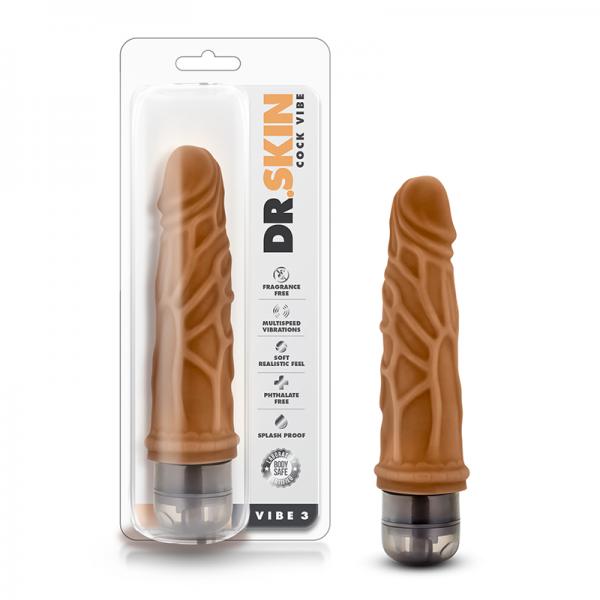 Dr. Skin - Cock Vibe - 7.25 Inch Vibrating Cock - Mocha - ACME Pleasure