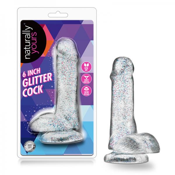 Naturally Yours - 6in Glitter Cock - Sparkling Clear - ACME Pleasure