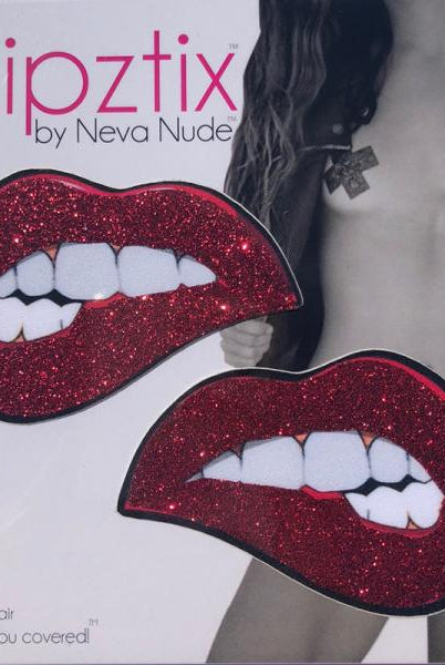 Neva Nude Pasty Bite Me Lips Glitter Red - ACME Pleasure