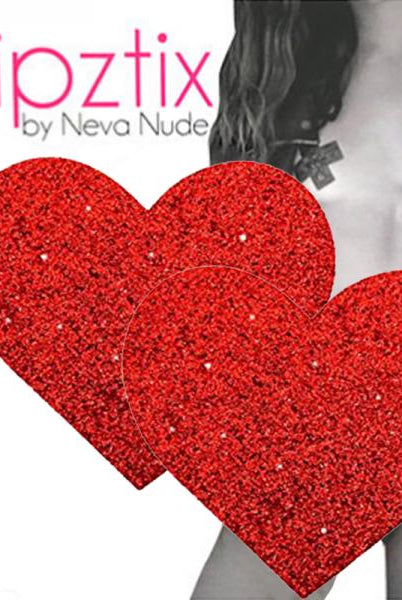 Neva Nude Pasty Hearts Glitter Red - ACME Pleasure