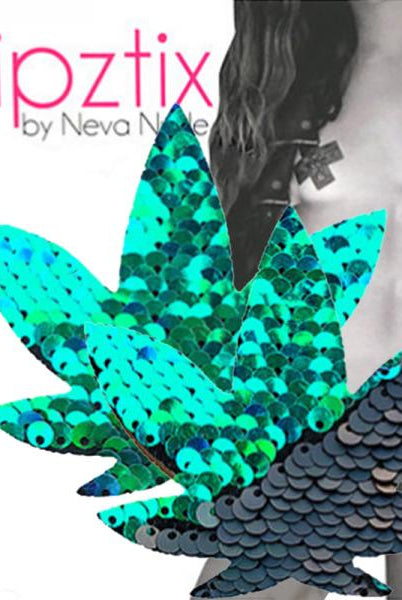 Neva Nude Pasties Pot Leaf Sequin Green To Black - ACME Pleasure