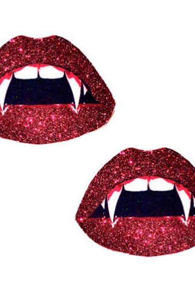 Neva Nude Pasties Vampire Lips Glitter Red - ACME Pleasure