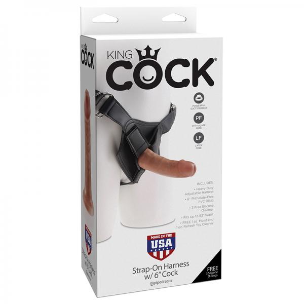 King Cock Strap-on Harness W/ 6in Cock Tan - ACME Pleasure