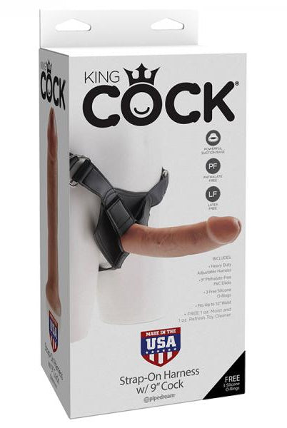 King Cock Strap-on Harness W/ 9in Cock Tan - ACME Pleasure