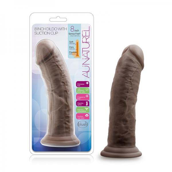 Au Naturel - 8in Dildo With Suction Cup - Chocolate - ACME Pleasure