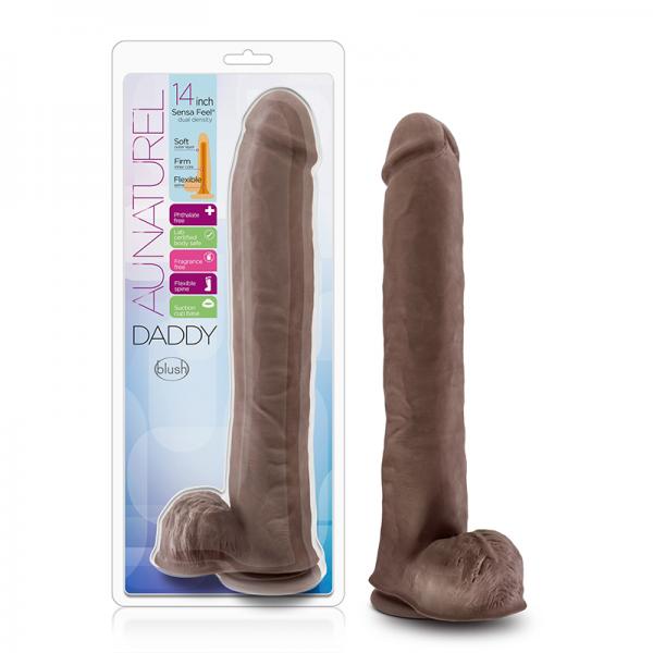 Au Naturel - Daddy - 14in Sensa Feel Dual Density Dildo - Chocolate - ACME Pleasure