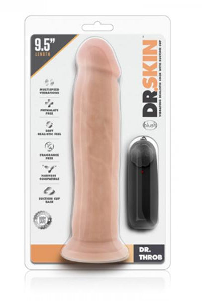 Dr. Skin - Dr. Throb - 9.5in Vibrating Realistic Cock With Suction Cup - Vanilla - ACME Pleasure