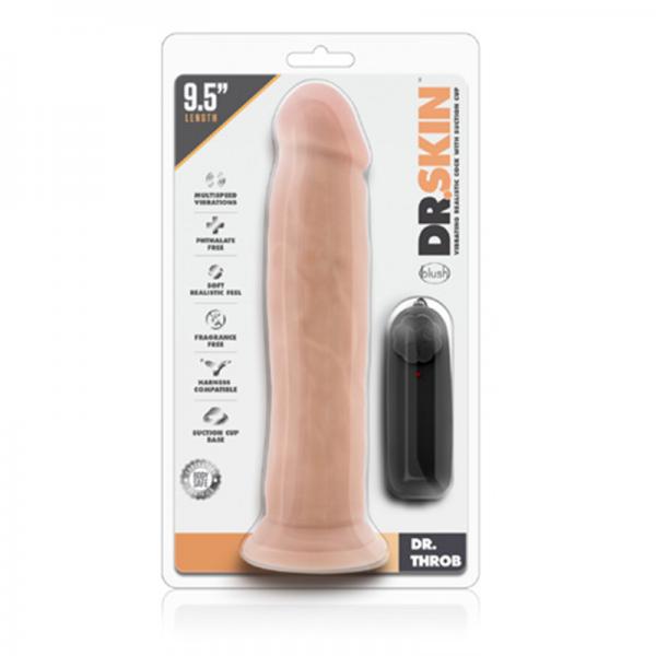 Dr. Skin - Dr. Throb - 9.5in Vibrating Realistic Cock With Suction Cup - Vanilla - ACME Pleasure