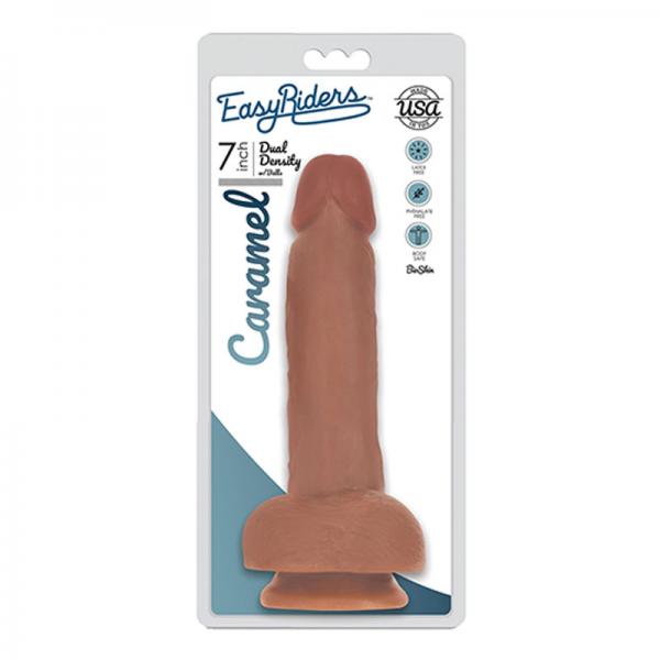 Easy Rider Bioskin Dual Density Dong 7in With Balls Caramel - ACME Pleasure