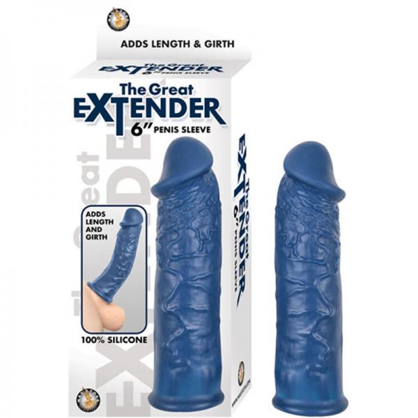 The Great Extender 6 inches Penis Sleeve Blue - ACME Pleasure