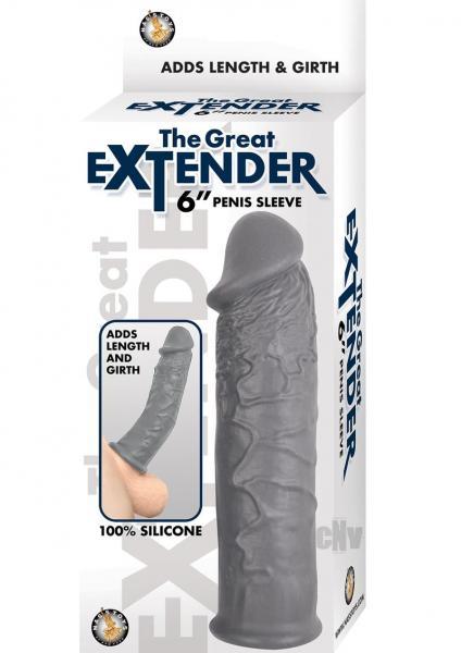 The Great Extender 6 inches Penis Sleeve Gray - ACME Pleasure