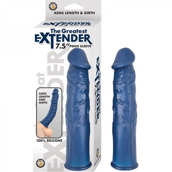 The Great Extender 7.5in Penis Sleeve Silicone Blue - ACME Pleasure