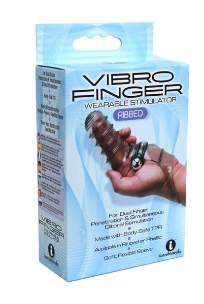 Vibrofinger Ribbed Finger Massager Smoke - ACME Pleasure