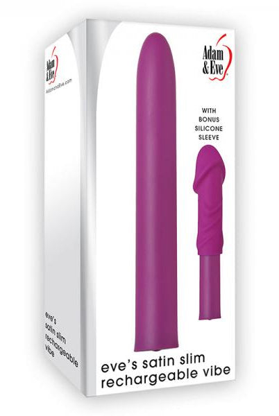 A&e Eve's Satin Slim Vibe Rechargeable Usb Cord Included Silicone Sleeve 10 Vibe Functions Waterproo - ACME Pleasure
