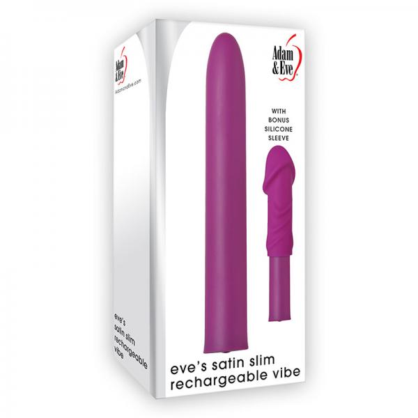 A&e Eve's Satin Slim Vibe Rechargeable Usb Cord Included Silicone Sleeve 10 Vibe Functions Waterproo - ACME Pleasure