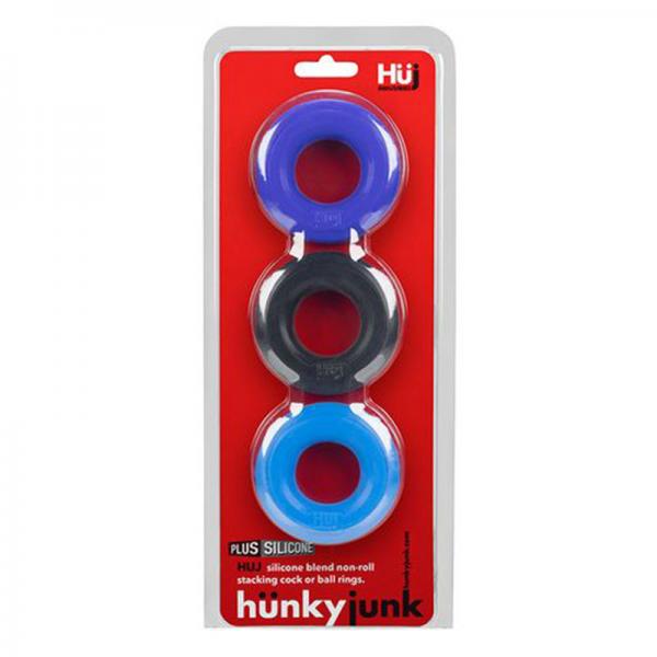 Hunkyjunk Huj3 3-pack C-ring,  Blue Multi - ACME Pleasure