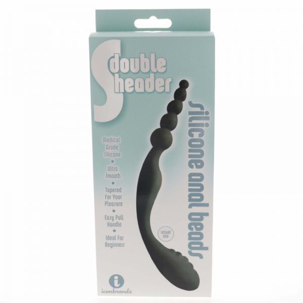 S Double Header Double Ended Silicone Anal Beads Black - ACME Pleasure