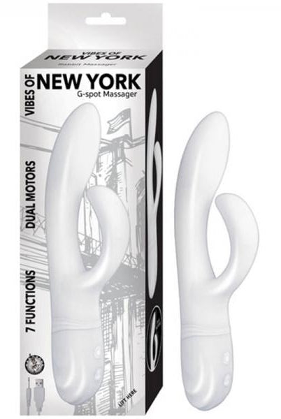 Vibes Of New York G-spot Massager Dual Motors 7 Function Rechargeable Silicone Waterproof White - ACME Pleasure