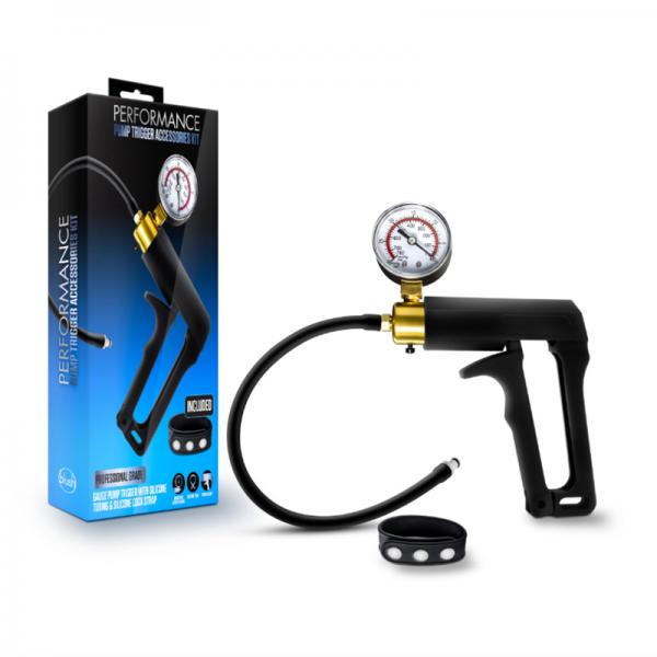 Performance - Gauge Pump Trigger With Silicone Tubing And Silicone Cock Strap - Black - ACME Pleasure
