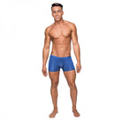 Male Power Seamless Sleek Short Blue Sheer Pouch Large - ACME Pleasure
