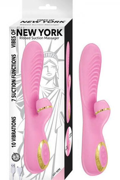 Vibes Of New York Ribbed Suction Massager Pink - ACME Pleasure
