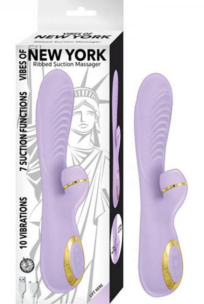 Vibes Of New York Ribbed Suction Massager Lavender - ACME Pleasure