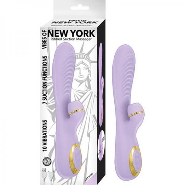 Vibes Of New York Ribbed Suction Massager Lavender - ACME Pleasure