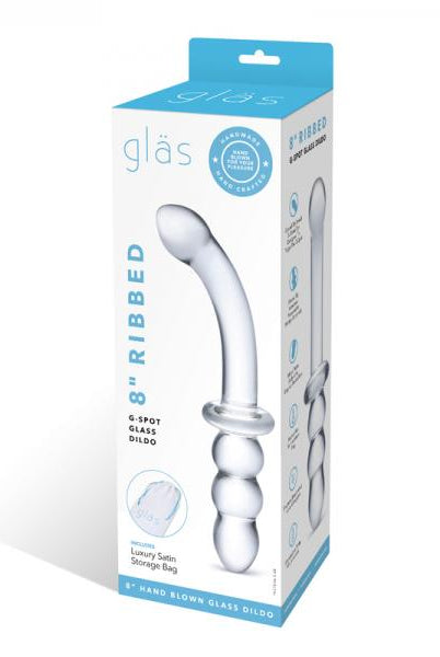 8in  Ribbed G-spot Glass Dildo - ACME Pleasure