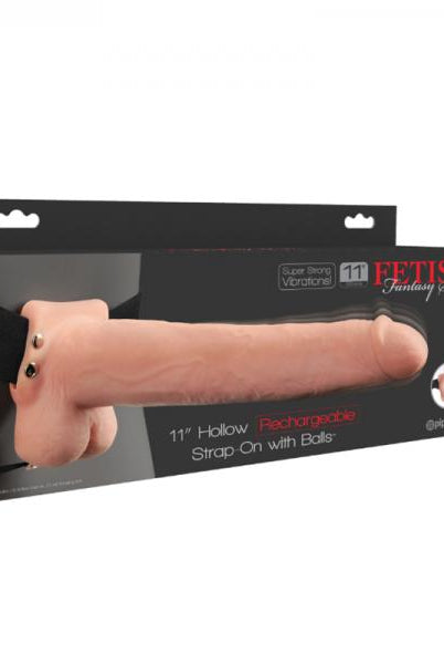 Fetish Fantasy 11in Hollow Rechargeable Strap-on With Balls, Flesh - ACME Pleasure