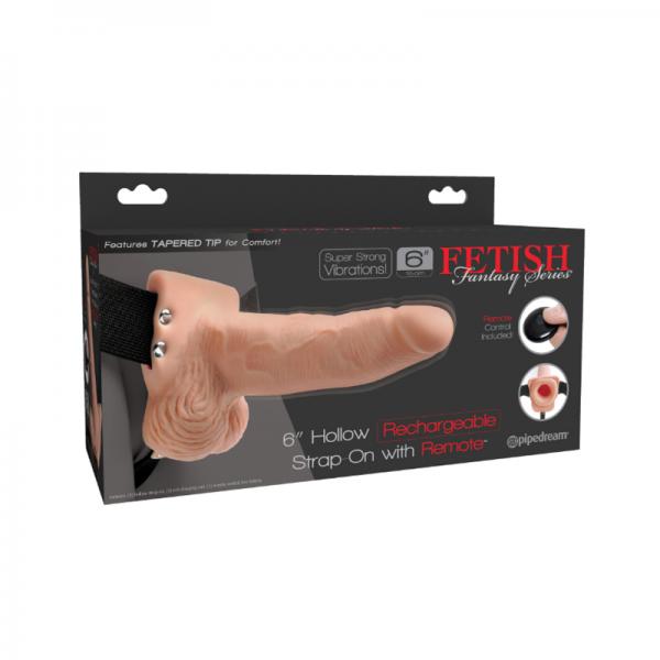 Fetish Fantasy 6in Hollow Rechargeable Strap-on With Remote, Flesh - ACME Pleasure