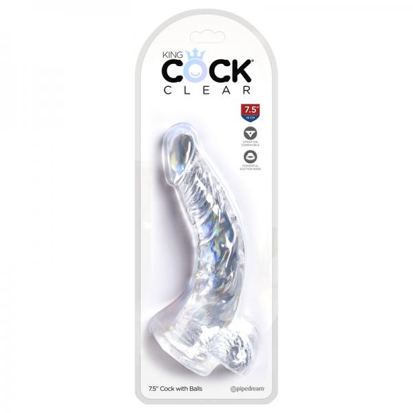 King Cock Clear 7.5in Cock With Balls - ACME Pleasure