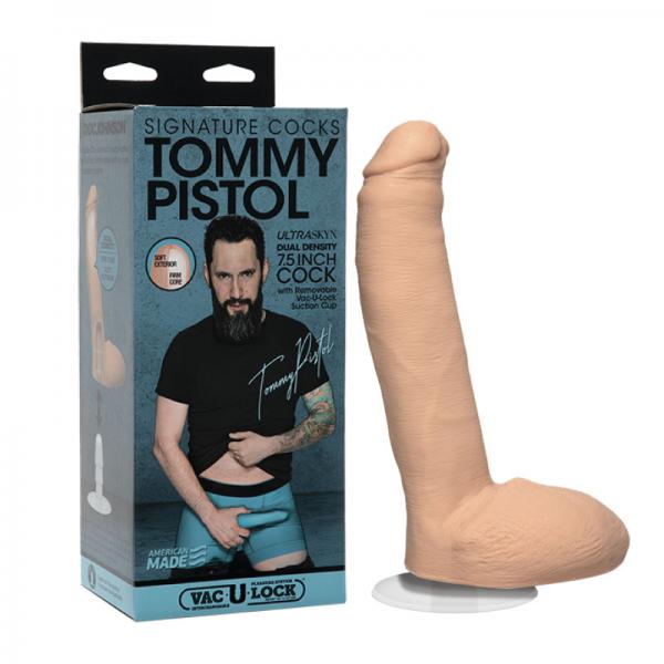 Signature Cocks Tommy Pistol 7.5 Inch Ultraskyn Cock With Removable Vac-u-lock Suction Cup Vanilla - ACME Pleasure