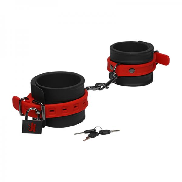 Kink By Doc Johnson Silicone Ankle Cuffs Black&red - ACME Pleasure