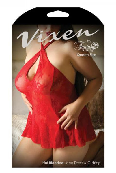 Vixen Hot Blooded Lace Dress & G-string O/S/Queen - ACME Pleasure