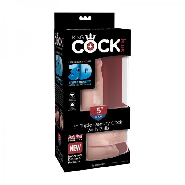 King Cock Triple Density 5 inches Dildo with Balls Beige - ACME Pleasure