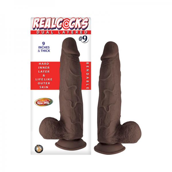 Realcocks Dual Layered #9 9in Dark Brown - ACME Pleasure