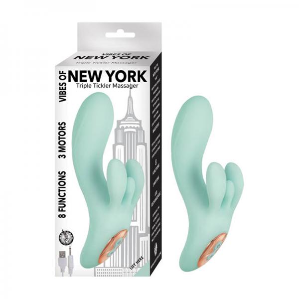 Vibes Of New York Triple Tickler Massager-aqua - ACME Pleasure