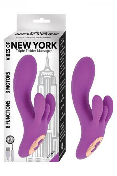 Vibes Of New York Triple Tickler Massager-purple - ACME Pleasure