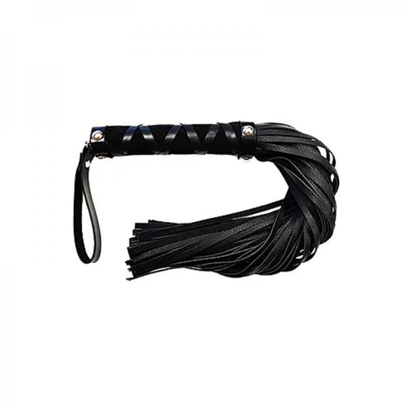Short Leather Flogger With Studded Handle - Black - ACME Pleasure