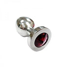 Stainless Steel  Smooth Medium Butt Plug Red Crystal  In Clamshell - ACME Pleasure