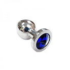 Stainless Steel  Smooth Small Butt Plug Small With Blue Crystal  In Clamshell - ACME Pleasure