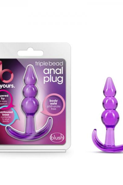 B Yours  Triple Bead Anal Plug Purple - ACME Pleasure